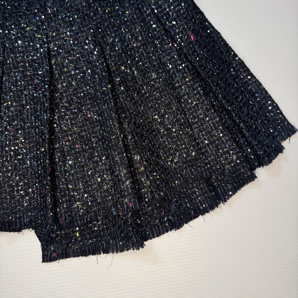 Aqua Wicked Tweed Asymmetric Pleated Skirt Women’s Medium Dark Academia Broadway - Picture 9 of 16